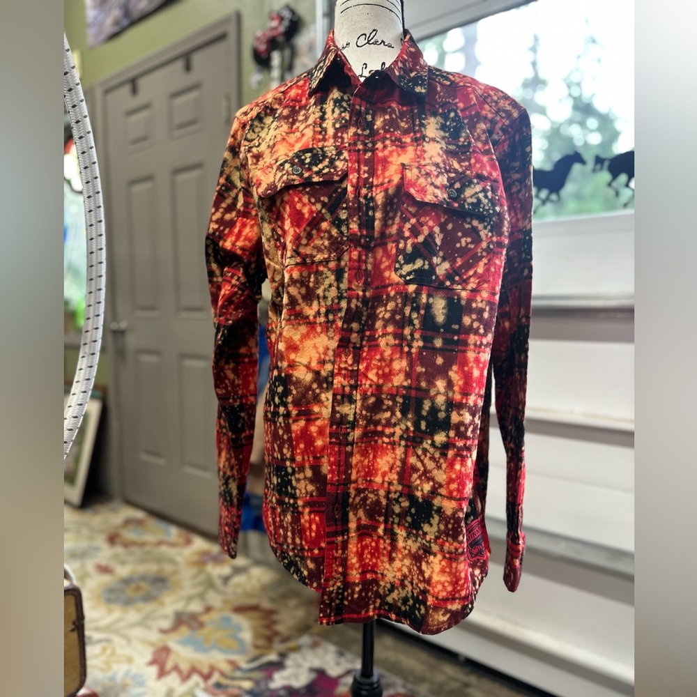 Vibrant Red and Black Casual Men's Shirt